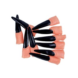 CLSSLVVBN 10x Ghosts Finger Nail - Party Supplies Gift Durable Easy to Wear Fake Witch Ghosts Finger Nail Rubber Long Fake Nails, Black Nail（8 * 2cm）