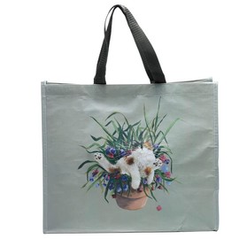 Puckator Kim Haskins Recycled Plastic Shopping Bag - Cat Flowers, multicoloured