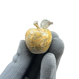 Sunshcat Natural Yellow Crazy Lace Agate 1.18 Inchs Apple Crystal and Healing Stone Statues,Room Decoration Christmas Decorations Thanksgiving Gifts Office Gifts Collectibles