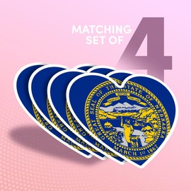 Vinyl Heart Stickers (Set of 4) 10cm - Nebraska Flag Vector Emblem for Laptops, Tablets, Luggage, Scrap Booking, Fridges #60776