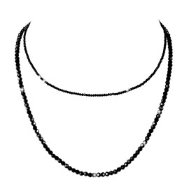 Black Tourmaline Choker Necklace for Women Layered Adjustable Goth Gothic Beaded Crystal Necklaces