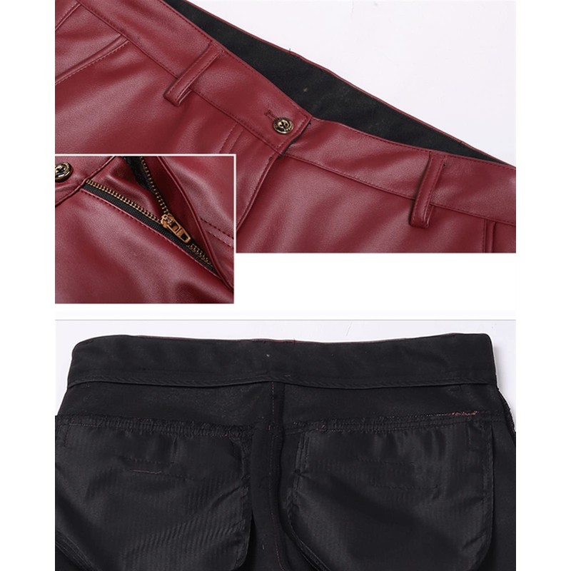 GIBZ Leather Pants Youth Solid Color Dance Performance Trouser Black