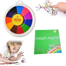 Children's Finger Painting, Washable Finger Painting Set in Multiple Colours, with 24 x 24 cm Picture Book, Sealed Cover Design (Assorted Colour)