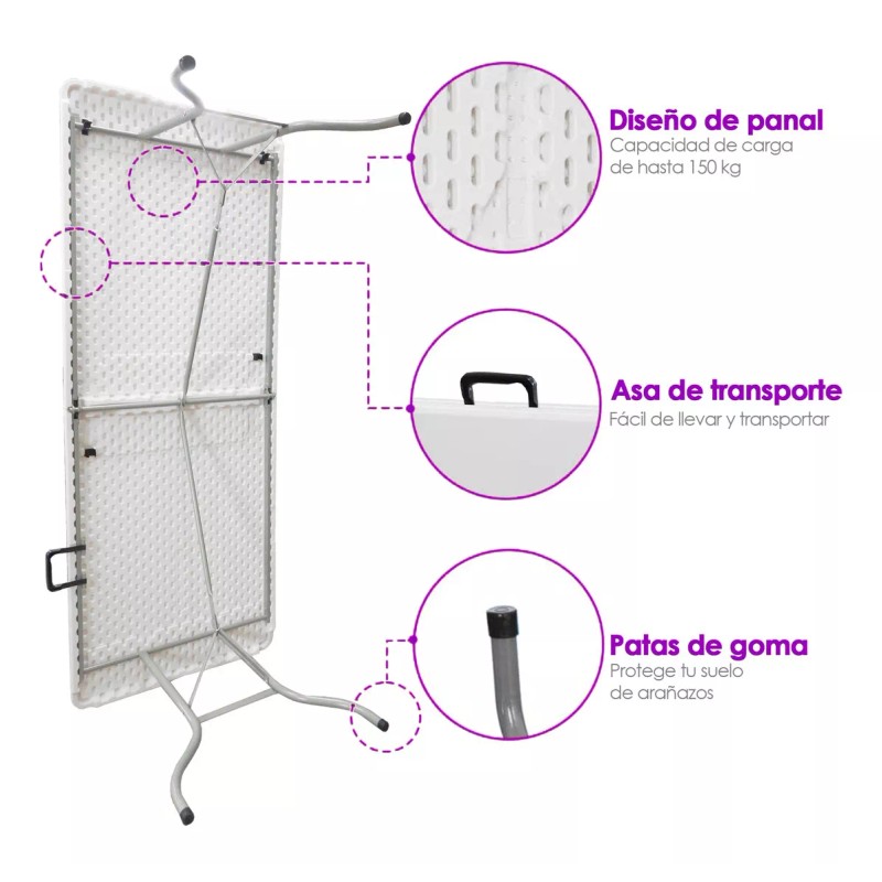 Aquila Tablón Plegable De Plástico 1.80 Metros Blanco - Tp9748