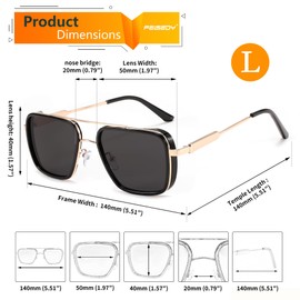 FEISEDY Retro 70s Sunglasses Men Women 80s Square Steampunk Glasses with Metal Frame & UV400 Protection B0114