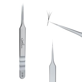 Natuhana High Precision Eyelash Tweezers Stainless Steel Eyelash Tweezers for Classic/Volume/Simple Fan Eyelash Extension, Straight & Curved Tip Ukraine Tweezers for Professionals & Beginners (A-03)
