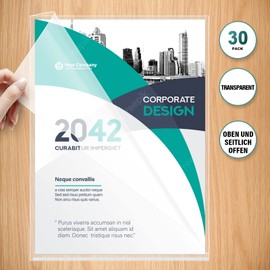 DUDSOEHO Clear Films A4 Top and Side Open 170 Micron File Sleeves A4 Sturdy for School Office (Pack of 30)