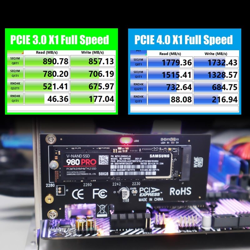GLOTRENDS PA09-X1-HS M.2 NVMe to PCIe X1 Adapter with M.2