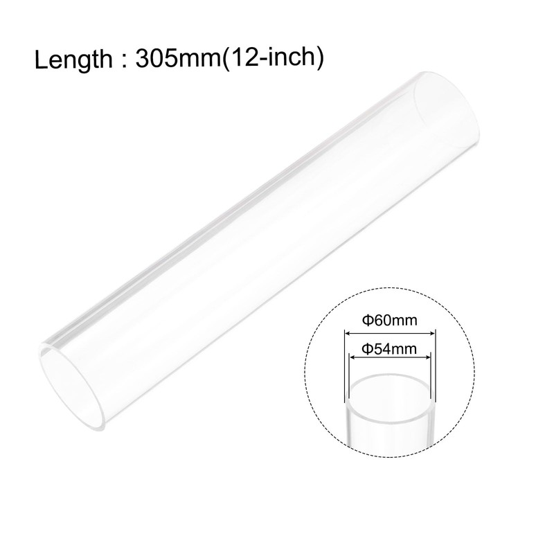 sourcing map Clear Rigid Acrylic Pipe 54mm ID x 60mm