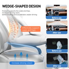 GXHYSW Adult Car Booster Seat Cushion, Memory Foam Wedge Car Seat Cushions for Short People Driving, Portable Driver Seat Cushion to Raise Height 3in for Car Truck Home Office Chair, Black