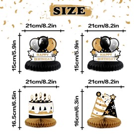 LINGTEER Happy 77th Birthday Decorations,8 Pcs Black & Gold Table Topper Centerpieces Set - Cheers to 77 Years Old Quick Birthday Party Decorations Gift Sign.
