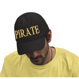 4sold Men Women 100% Cotton Ancient Mariner, Captain Cabin Boy Crew First Mate Yachting Baseball Cap Inscription Lettering Black Gold (Pirate)