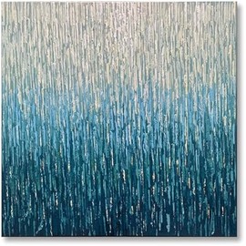 Hand Painted Blue Abstract Canvas Wall Art Contemporary Modern Textured Oil Painting for Living Room Bedroom Office Decor