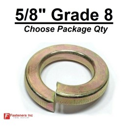 Fasteners Inc. 5/8" Grade 8 Hardened Yellow Zinc Plated Steel Split Lock Washers - 1000