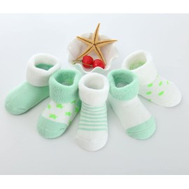 FedMois Baby Thick Winter Socks Cotton Toddler Infant Newborn Cozy Warm Socks Pack of 5, Green, 12-24 months