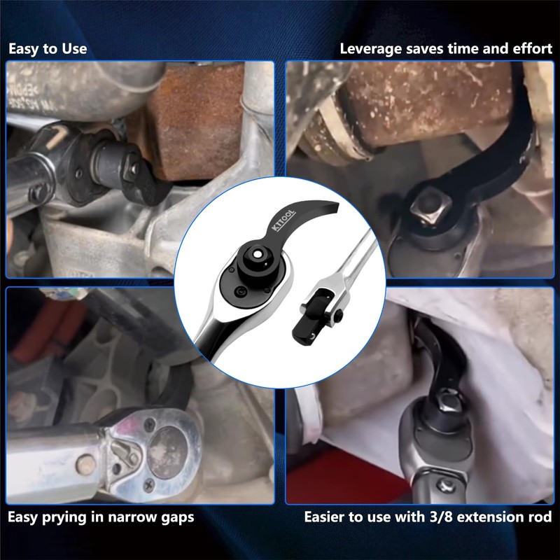 KTTOOL 3 Pcs Pry Bar Wrench Adaptor Head Set, Crowbar