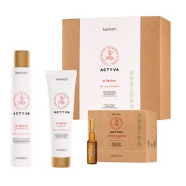 Kemon - Actyva P Factor Intensive, 3-Phasen-Behandlungssystem zur Vorbeugung von Haarausfall, Set mit 4 Produkten - 544 ml