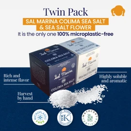 SAL MARINA | Sea Salt & Sea Salt Flower 11oz | Kosher Salt 100% Natural - Vegan Gluten Free Organic Table Salt Seasoning Food