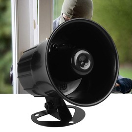 Tosuny Alarm Siren, ES-626 Siren 12V 110dB Treble Speaker Wire Loud Horn Alarm Siren Speaker Burglar Alarm System for Outdoor Security (Black)