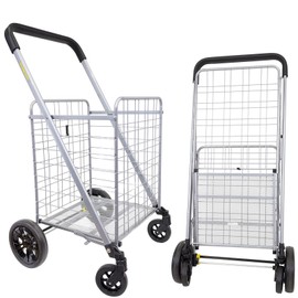 dbest products Cruiser Cart Deluxe 2 Shopping Grocery Rolling Folding Laundry...