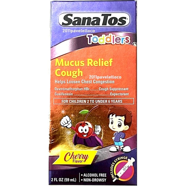 SanaTos Toddlers MucusCought Relief Cherry F Includes Syringe Tos,Congestion
