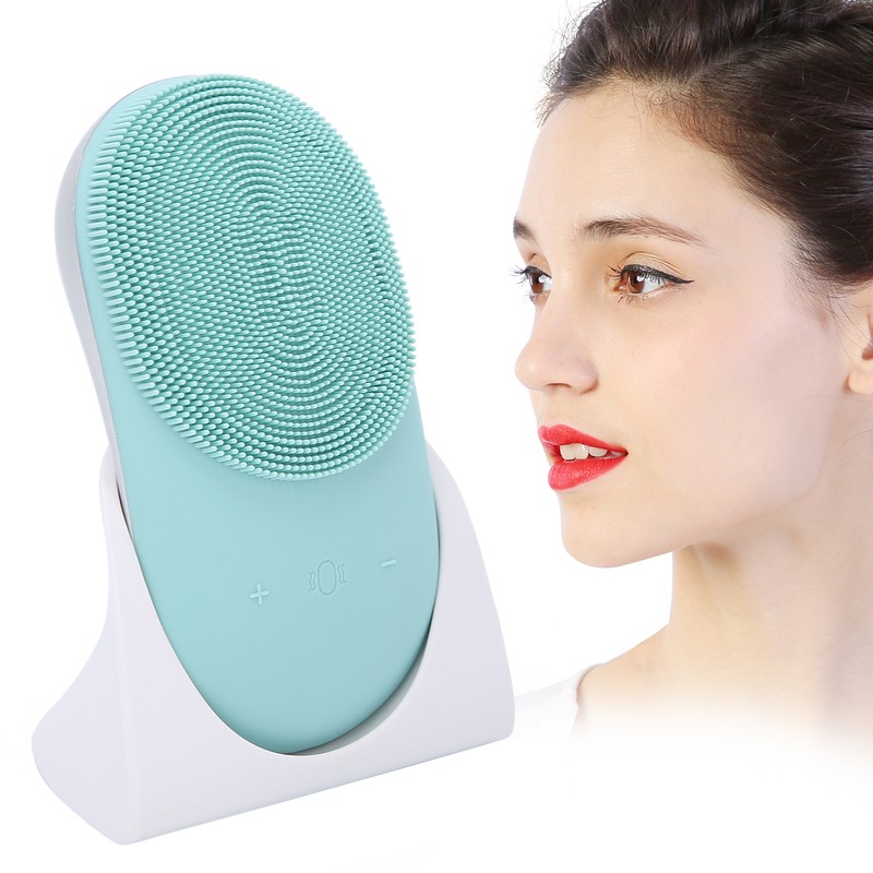 2 in 1 Electric Face Cleansing Brush Silicone Sonic Vibration