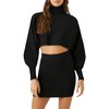 Forever 21 Sweater-Knit Turtleneck Top & Skirt Set Black Medium