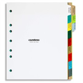 Carstens Heavy Duty Plastic Assisted Living Divider Set, 12 Tabs, Multi-Color, for Side-Opening 3-Ring and 5-Ring Binders
