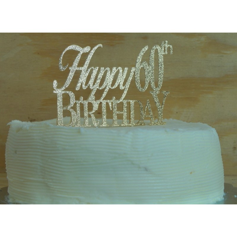 All About Details Happy 60th Birthday Cake Topper,1pc, 60th Birthday,