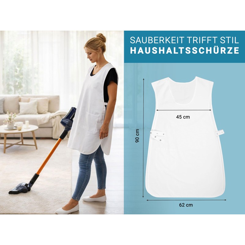 ZOLLNER Throw Apron – Durable Clothing Protector in White –
