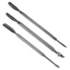 PACKOVE 3pcs Stainless Steel Nail Cuticle Double End Exfoliate Tools for Safe Cuticle Removal Nail Art Ergonomic Design for Professional Personal Use