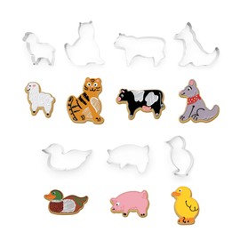(Farm Animal Cookie Cutter Set) - Fox Run Farm Animal Shape Metal Cookie Cutters Cow Dog Duck Moulds Set of 6 NEW
