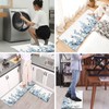 Bulijojo Blue Leaves Anti Fatigue Kitchen Floor Mats Set of