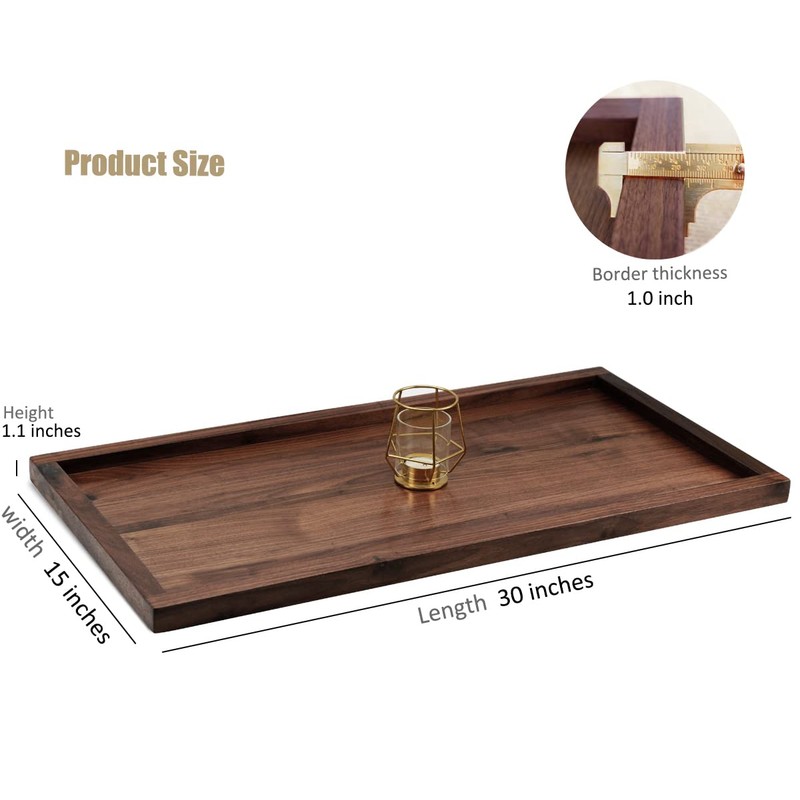 MAGIGO 30 x 15 Inches Large Rectangle Black Walnut Wood
