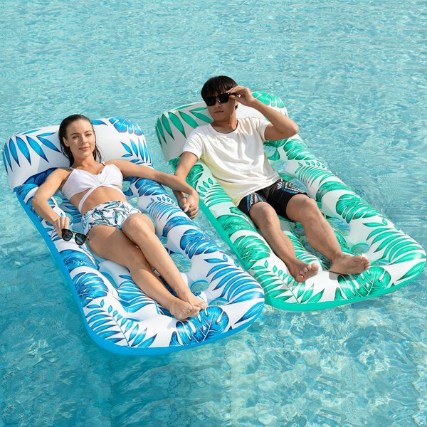 Jasonwell Inflatable Pool Float Lounge - 2 Pack Floaties Rafts