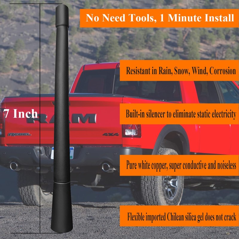 7 Inch Antenna Replacement for Dodge RAM 1500 (2009-2023), RAM