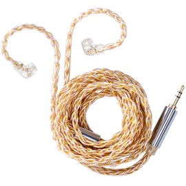 erjigo KZ Gold Silver Mixed Braiding Upgrade Cable 2 pin 0.75mm Replacement Earbuds Audio Cable Compatile with (C Pin (KZ-ZSN/ZSN PRO/ZS10 PRO))