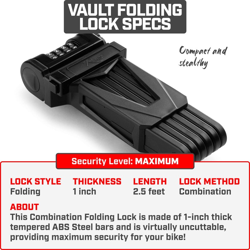 Revere Folding Bike Lock – Heavy-Duty Anti-Theft Hardened Steel, Rust-Proof,
