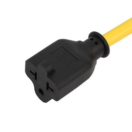 Right Angle Four-in-One 12AWG Heavy Duty 15 Amp Household AC Plug to 20 Amp T Blade Adapter Cable,5-15P to 5-20R/6-15R/6-20R, 4 in 1,15A 125V to 20A 250V Adapter Cable 6FT