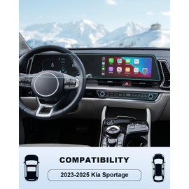 BIXUAN 2023-2025 Kia Sportage (Hybrid) Screen Protector -(4PCS) For Sportage (EX/X-Line) Dual 12.3Inch Touchscreen+AC, 2025 Sportage Accessories HD Transparent Infortainment Nano Film