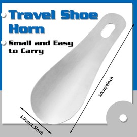 Auvotuis 2Pcs Stainless Steel Shoe Horn, 4 Inch (10cm) Silver Metal Shoe Helper Stick Small Handled Pocket ShoeHorn for Men, Women, Seniors, Kids