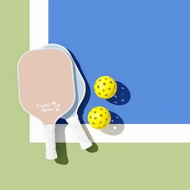 Coastal Sports Pickleball Paddle | Graphite Face & Honeycomb Polymer Core | Premium Grip | Lightweight (Beige)