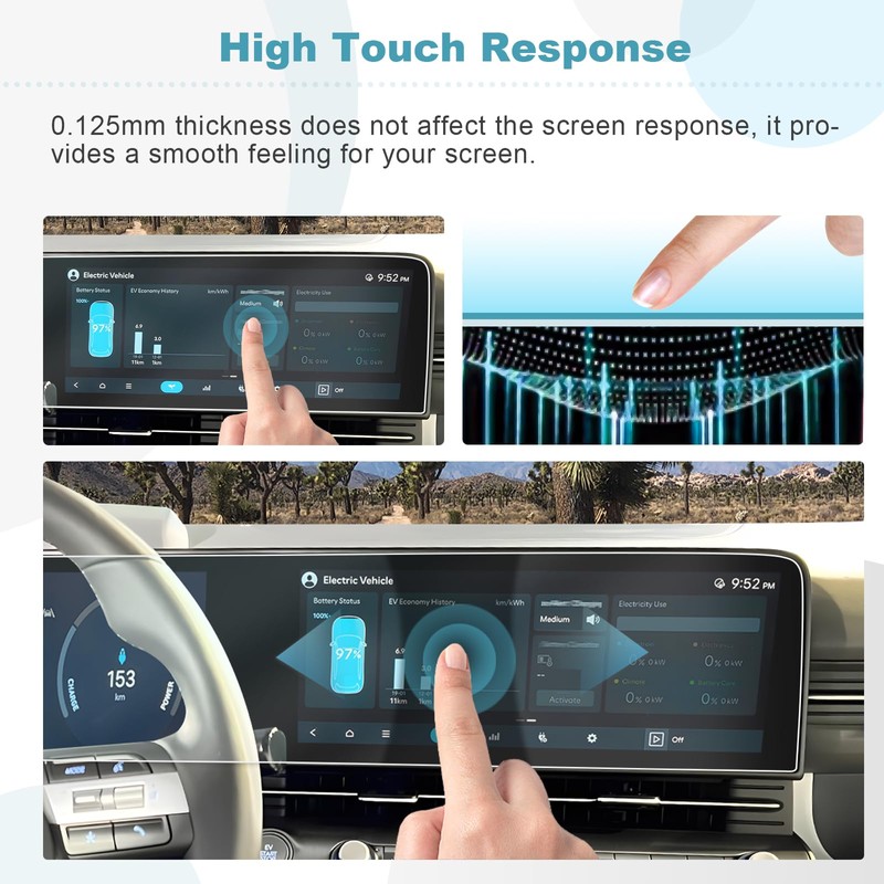 CDEFG 2PCS for 2024 2025 Hyundai Kona 12.3” Screen Protector