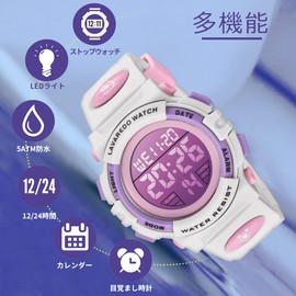 Wrist Watch Kids Girls Children Sports Watch Outdoor Multifunction Waterproof Alert Date Day Display Dual Time LED Analog Display Digital Wrist Watch, Pink, sports
