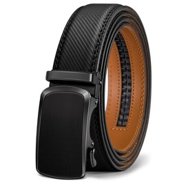 KEMISANT Belt Men, Leather Sliding Ratchet Belt For Mens Dress Pants Suit Oxfords,Size Adjustable(Black-30-36" Waist Adjustable)