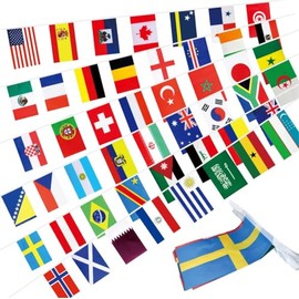 World Cup Bunting 2026, 48 Flags of Participating Countries, Banner, World Cup Football 2026, Decorations for Garden, Bar, Pub, Party, Indoor and Outdoor (20 x 30 cm)