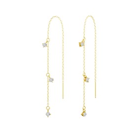 Drop Earrings Gold Long Rhinestone Hanging Glitter Earrings for Women Hypoallergenic Waterproof Gold Earrings CZ Rhinestone Tassel Earrings Modern Drop Earrings Jewellery Gift Ideas for Women,