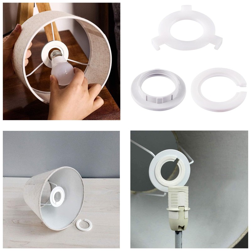 20 Pcs Bright White Adapter Ring Reducer Kit For Lampshade