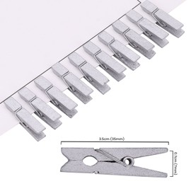 Trimming Shop Pack of 50 Mini Craft Wooden Pegs, Small Crafting Pegs, 3.5cm Silver Mini Wooden Peg Embellishments, Tiny Pegs for Hanging photos, DIY Art & Craft Projects