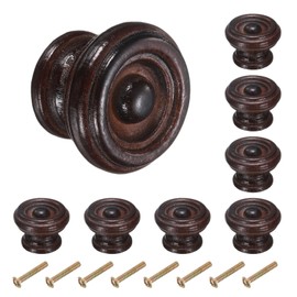 sourcing map 8pcs Round Wooden Knobs, 37mm/1.5" Mushroom Shape Kitchen Cabinet Knobs Single Hole Drawer Pull Hardware Handles Decorative Furniture for Drawer Dresser Wardrobe, Dark Brown